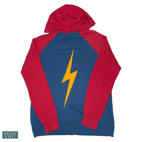 Aviator Nation Navy Red Lightning Bolt Zip Hoodie Retro Streetwear Cool Vibes - Picture 5 of 12